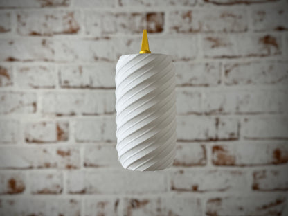Moderner Herrnhuter-Alternativ-Lampenschirm „Frigg“ mit weißem, spiralförmigem Design